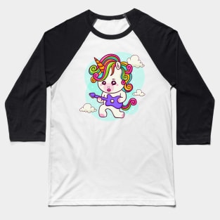 Unicorn with electric guitar in the sky Baseball T-Shirt